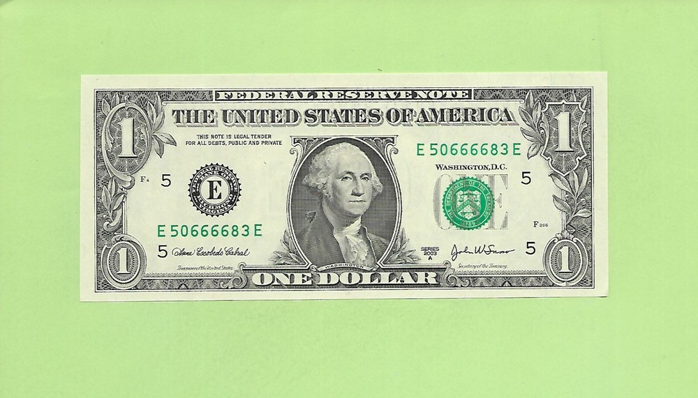 2003A ..UNCIRC $1  E 5066 6683 E  .... 2003A $1  E-E      QUAD CENTER  '6666'