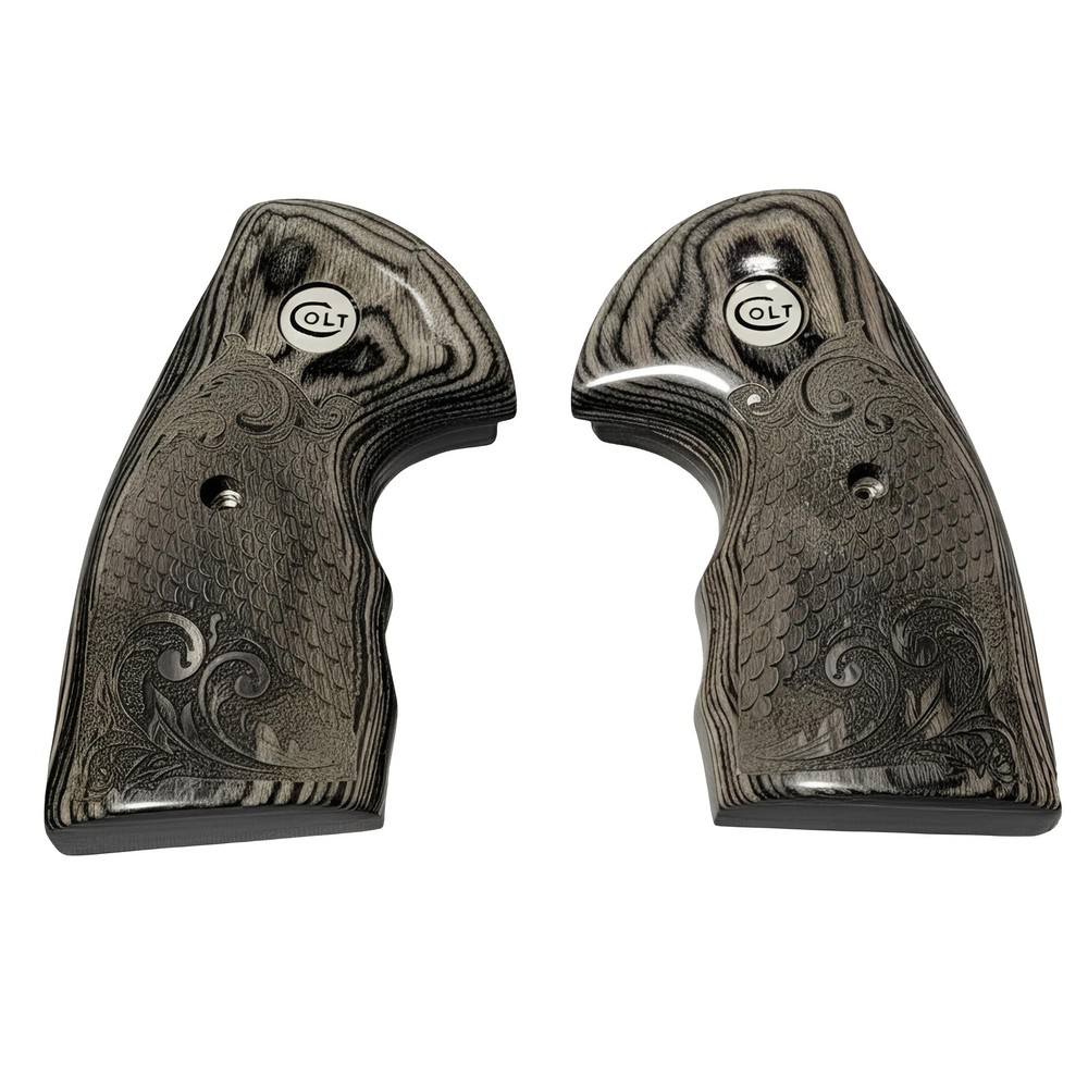 Colt Python Grips Black Rosewood Scroll & Scales White Colt Medallion