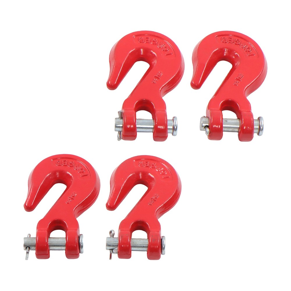 4 Pack 3/8" Clevis Grab Hooks G70 7500lbs Working Load Limit Red Chain Hooks