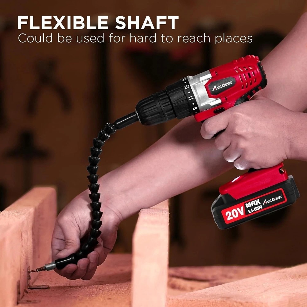 Ergonomic 20V Cordless Drill Set with Variable Speed & Built-in LED Light