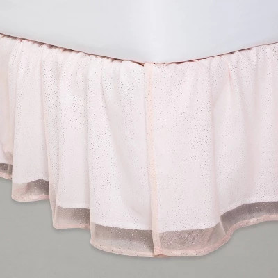 Queen Glitter Dot Tulle Kids' Bedskirt Pink - Pillowfort