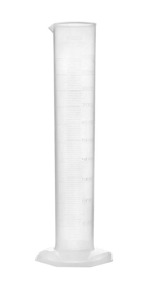 Graduated Cylinder, 1000mL - Class B Tolerance - Octagonal Base - Polypropyle...