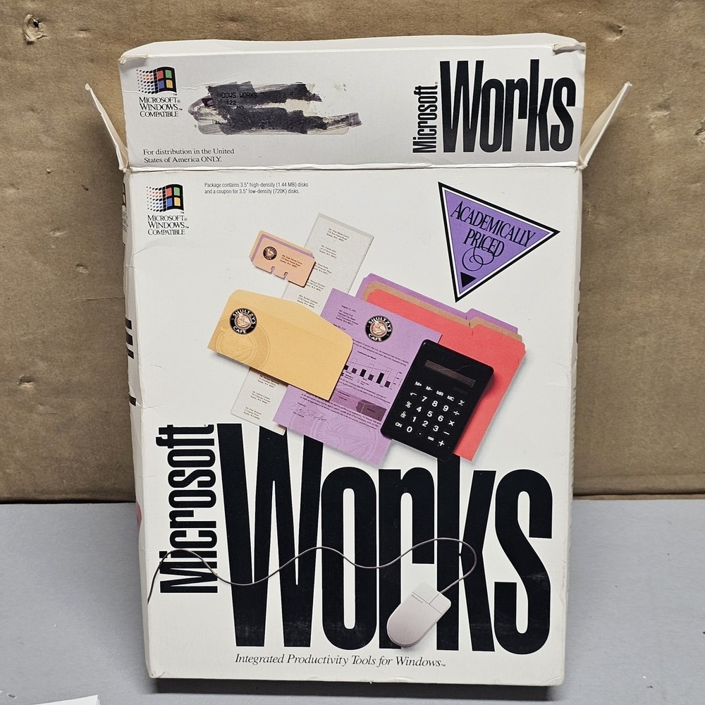 Microsoft Works Integrated Productivity Software Big Box Windows Vintage