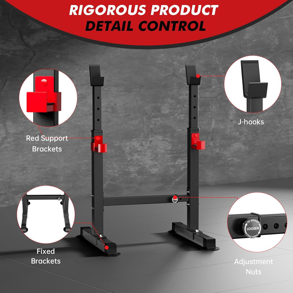 Adjustable Squat Rack, 550LBS Multi-Function Barbell Rack for Weight Lifting and