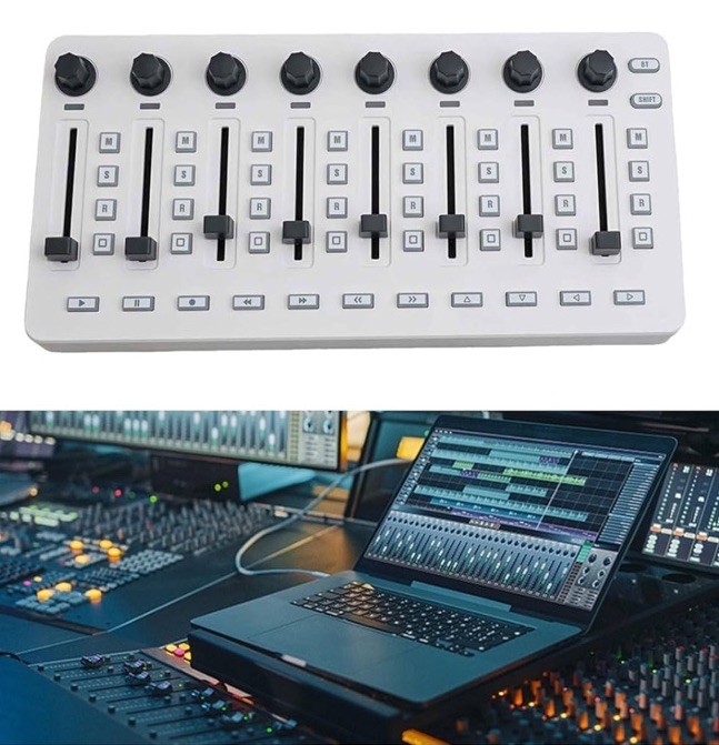 M-WAVE Wireless MIDI Controller Mixer Rechargeable 8 Push Buttons 8 Knobs O3D5