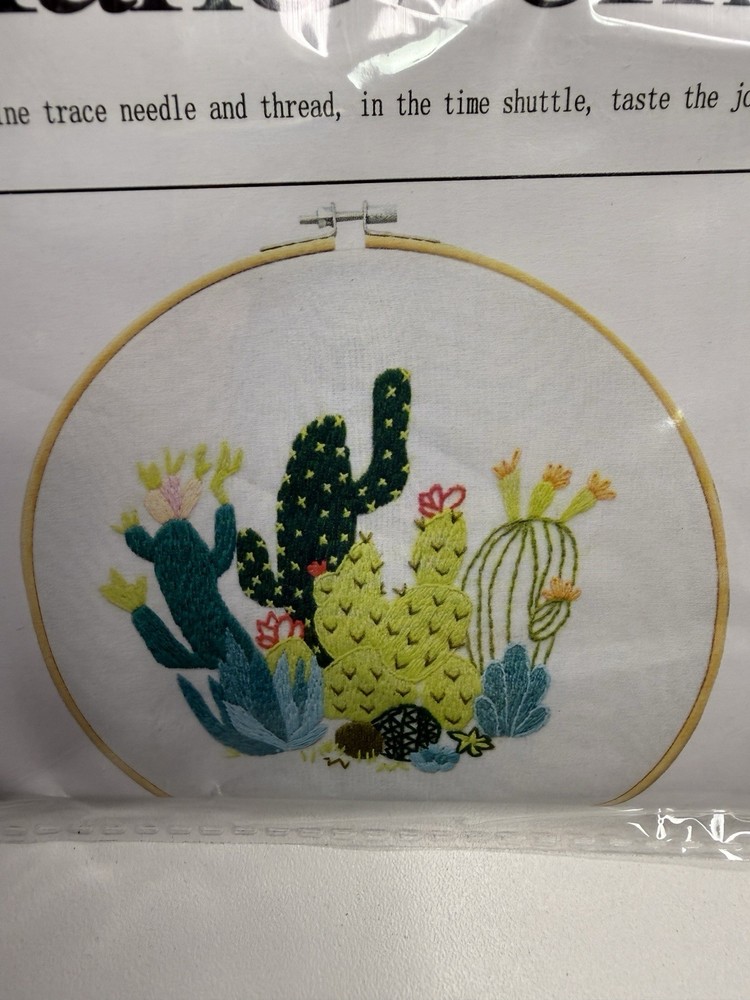 Complete cactus needlepoint Kit Does Not Include Embroidery Hoop Craft Project.
