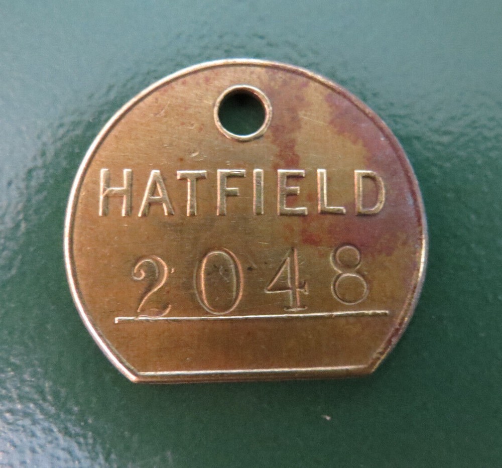 HATFIELD Colliery Pit Check Tally - marked HATFIELD 2048