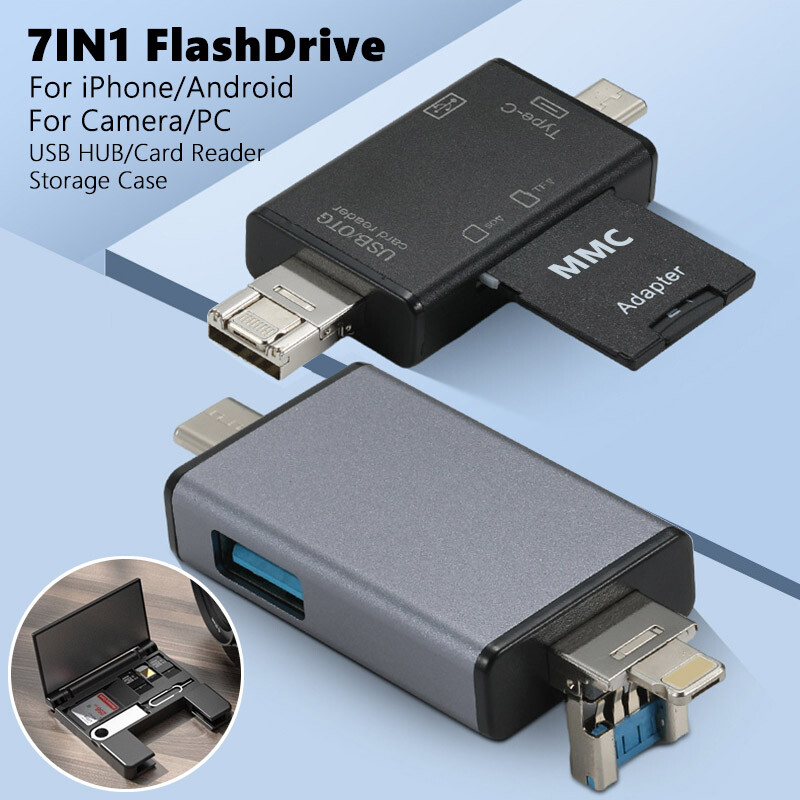 Multi-Port 4 in1 Universal SD TF Card Reader For iPhone, MacBook,Samsung Android