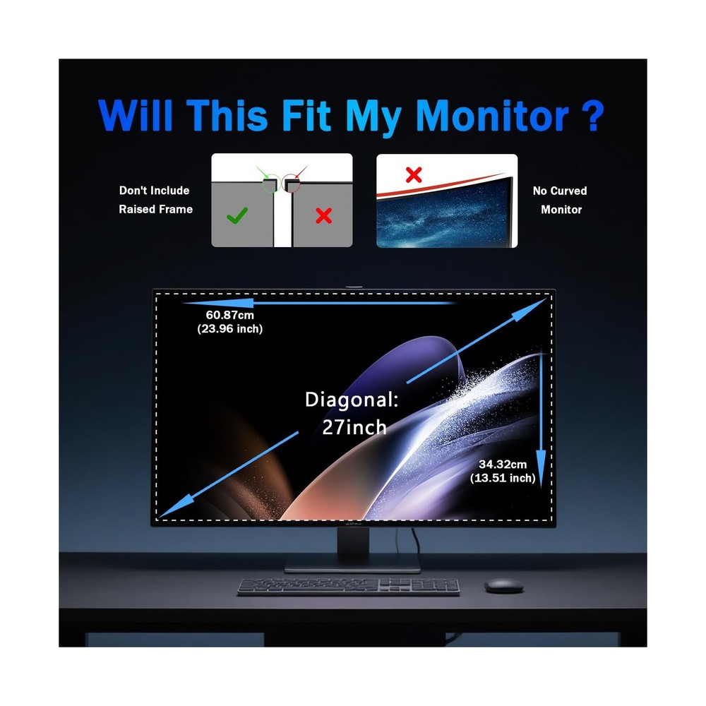 [2 Pack] Magnetic Computer Privacy Screen Filter 27 Inch for Frameless Monito...