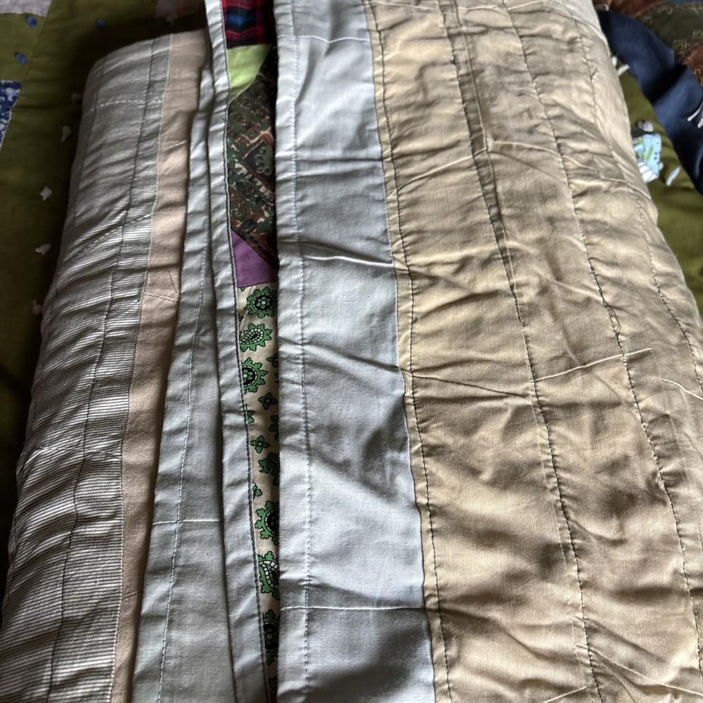 Vintage Hand Sewn Patchwork Quilt 74”x 82” Very Nice