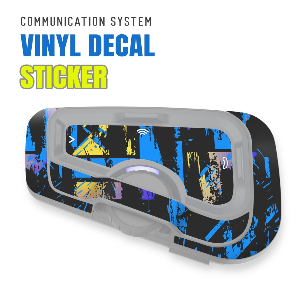 For CARDO Freecom 4X 2X Headsets Protective Wrap Sticker x2 Blue Geometric