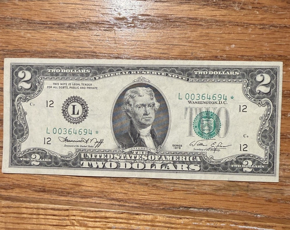 1976 $2 TWO DOLLAR BILL Star Note ⭐️( SAN FRANCISCO L ) UNCIRCULATED