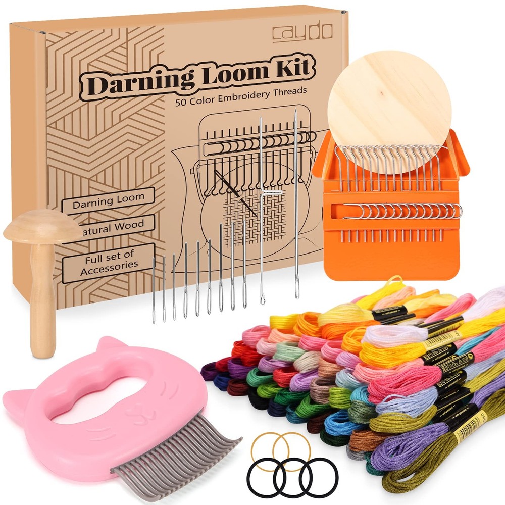 Speedweve Darning Mini Loom Kits Machine with 50 Color Threads, Sock Darning ...