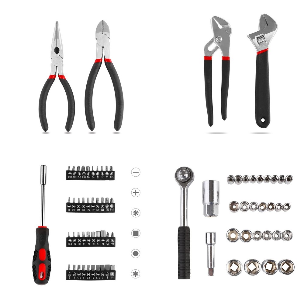 95 Piece Tool Set, Tool Kit, Mechanics Tool Set with Wrench Pliers Socket Bits