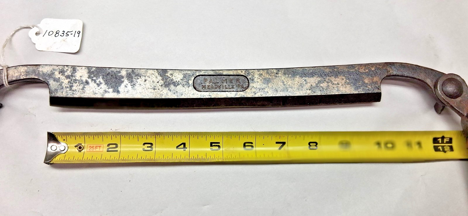 Vintage PALMER 8" Wide Blade Draw Knife, drawn in Handles, Meadville, P.A., USA