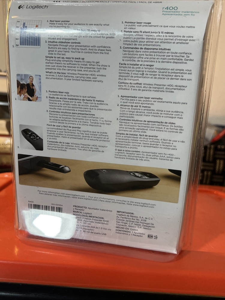 Logitech R400 Laser Presenter Remote Control & Pointer — Brand New Sealed