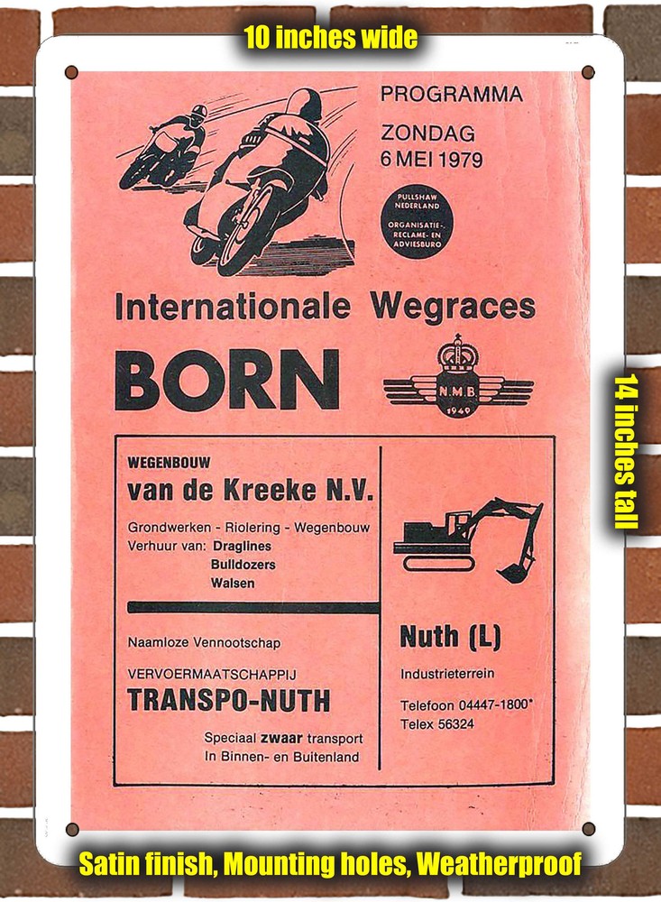 Metal Sign - 1979 Born Racing Program - 10x14 inches