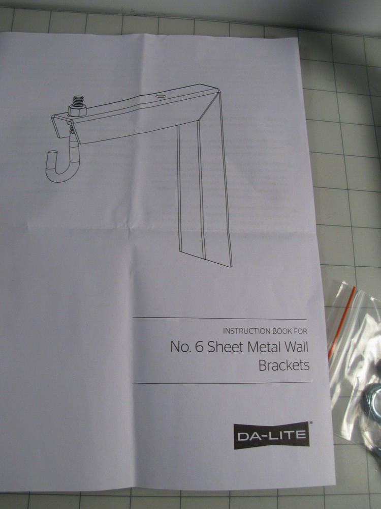 Da Lite #6 Extension Wall Bracket Kit Extends Screen 6" From Wall NEW