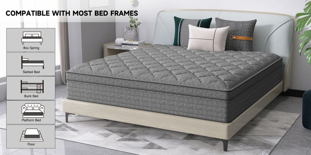 12/14 Inch Memory Foam Mattress Hybrid Spring Twin Full Queen King Bed In A Box