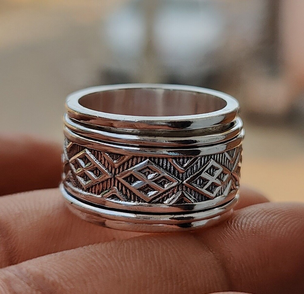 Solid 925 Sterling Silver Band & Spinner Statement Ring Handmade Ring All Size