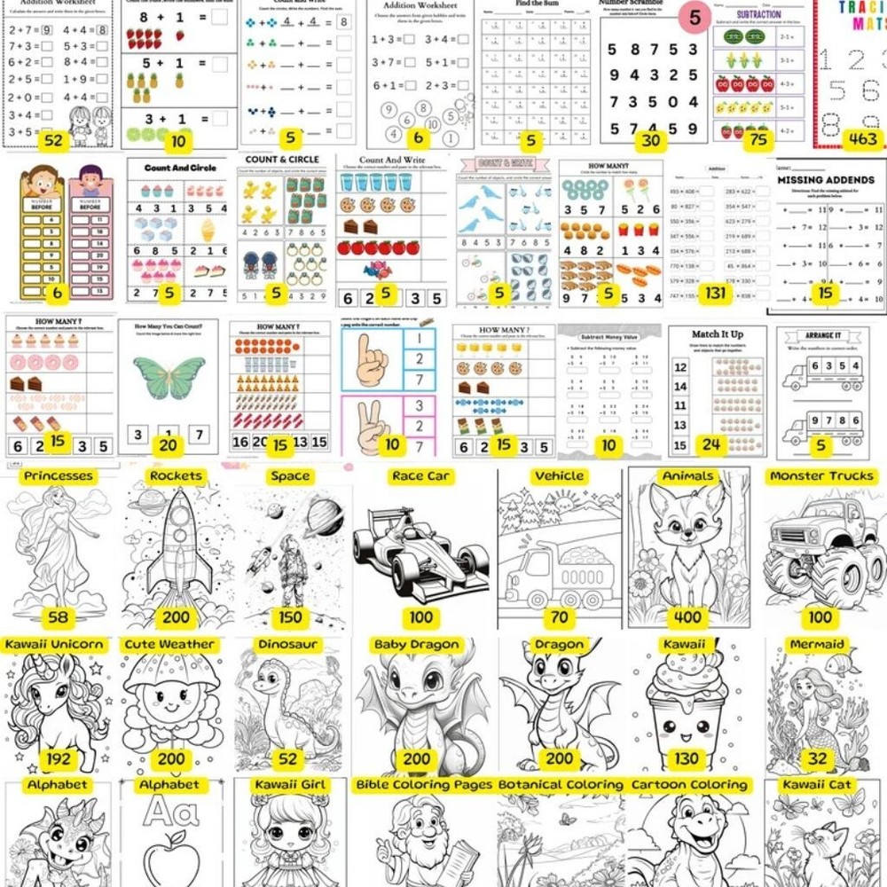15,000+ Printable Activity Pages Mega Bundle for Preschool & Kindergarten