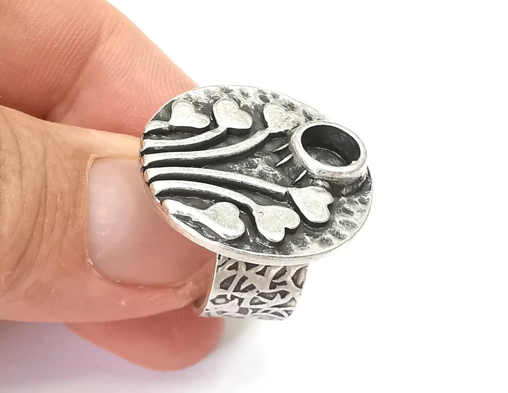 Heart Ring Blank Setting, Cabochon Mounting, Adjustable Resin Ring Base Bezels