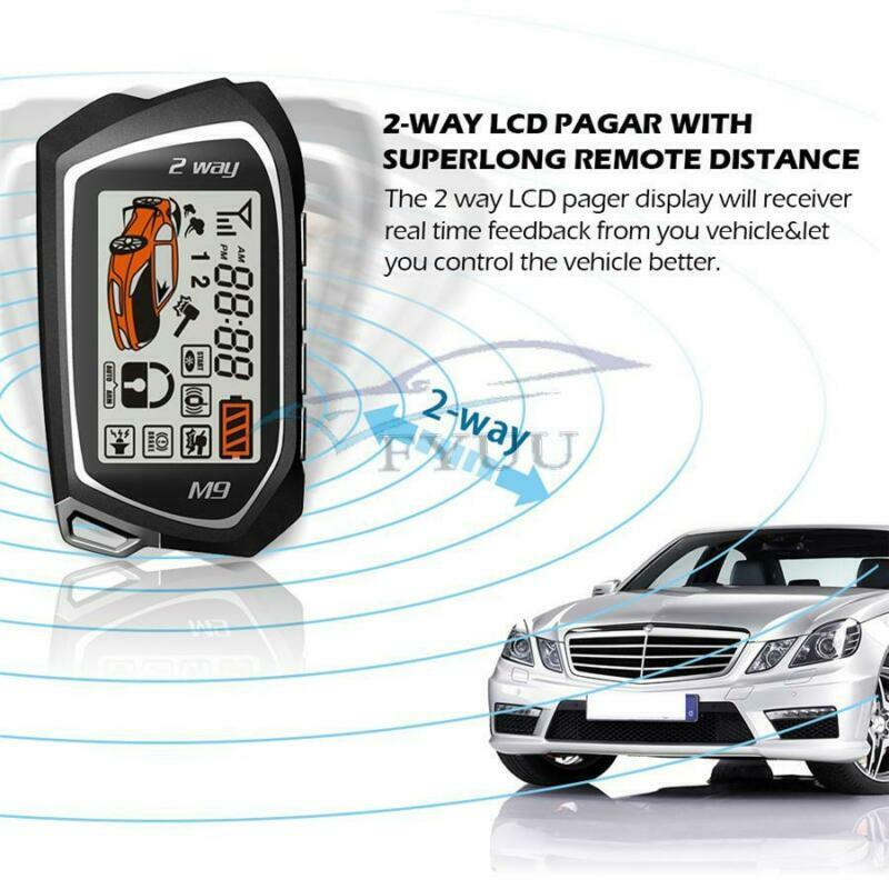 Car Alarm System Engine Start 2LCD Remote Security Two-way Keyless Entry Central