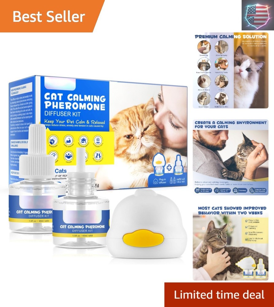 Cat Calming Diffuser Kit 60 Days, Cat Pheromones Calming Diffuser Effectively...