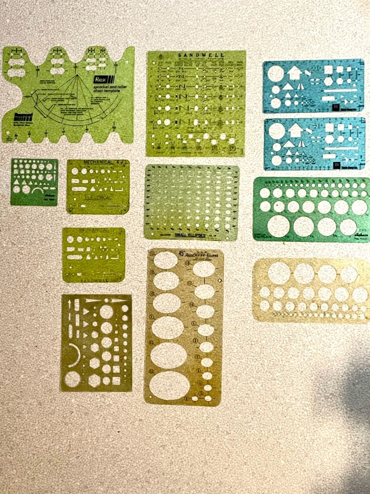 Vintage Lot Drafting Technical Drawing Stencils Rulers Curves Engineering K&E