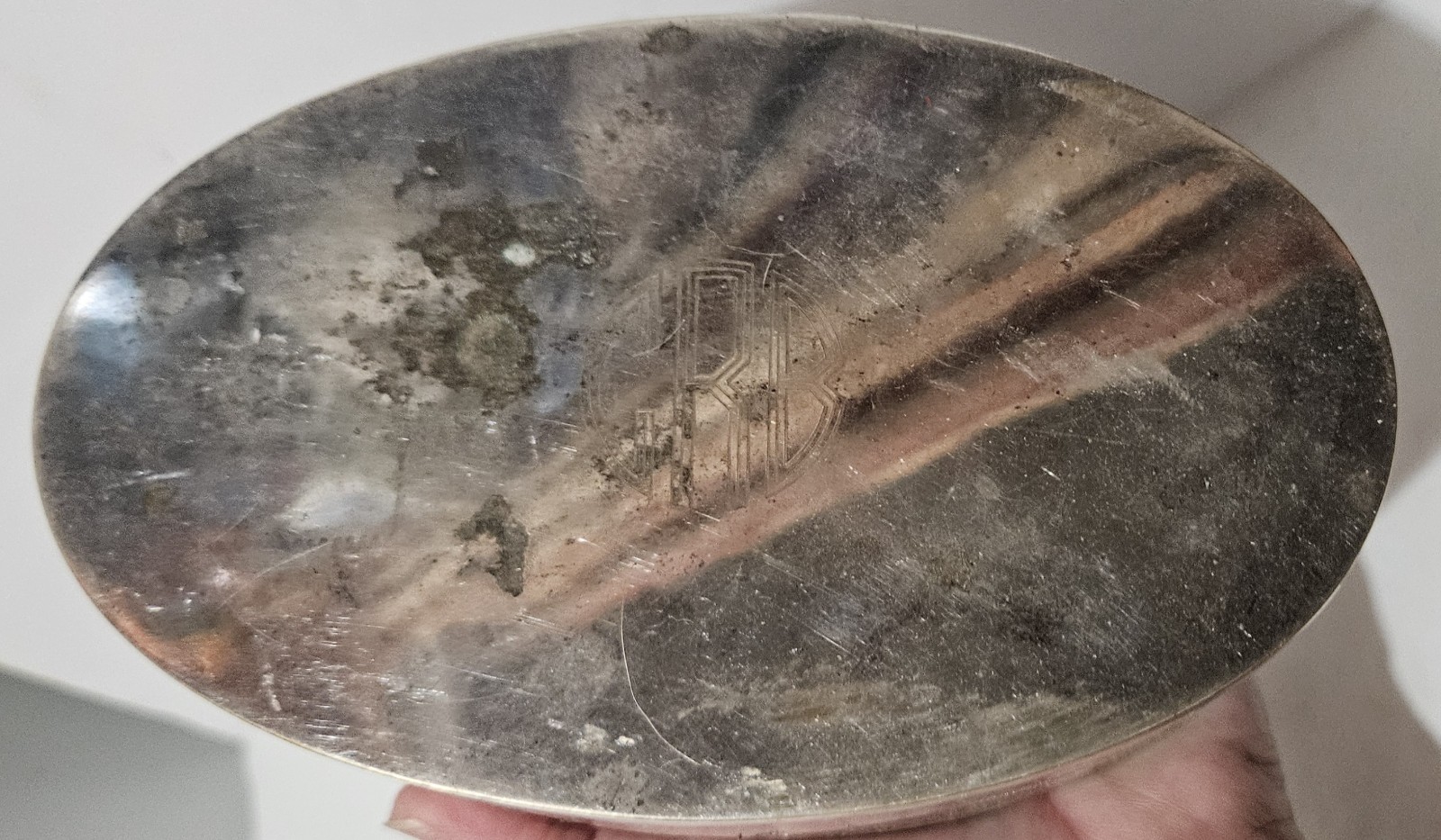 UNIQUE Silverplated SHAKER Style Oval Box w/ Fingers, 6-1/2" Vintage