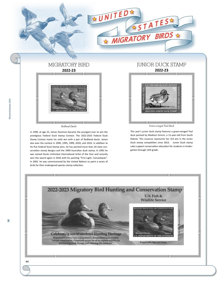 U.S. Federal Duck Stamp Supplement 2022-23 (White Ace Alternative)