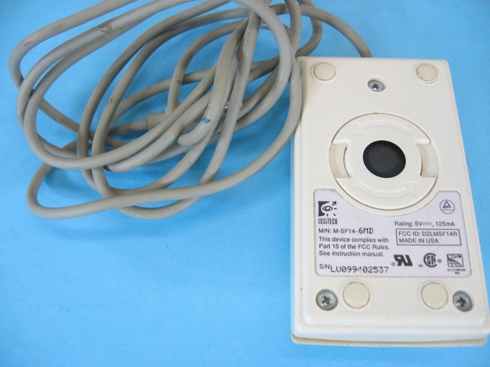 Logitech M-SF14-6MD PS/2 Two Button Wired Ball Mouse Cleaned Tested Small Form