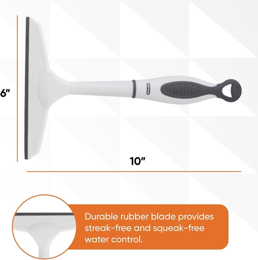 Superio 6" Window Rubber Squeegee with Hanging Loop, 2 Pack, Grey