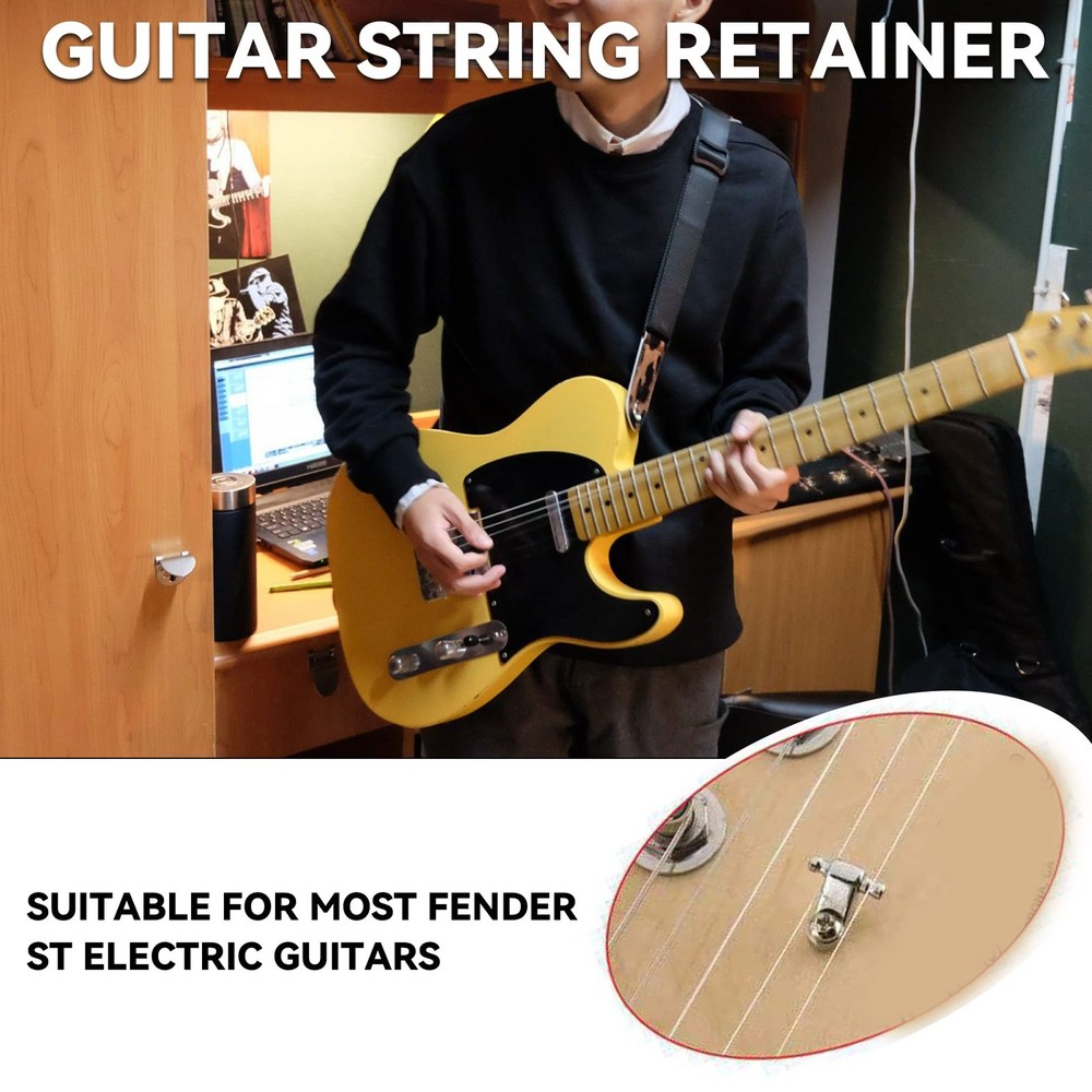 Bstinay 20pcs Sturdy Electric Guitar Roller String Retainers Trees Silver