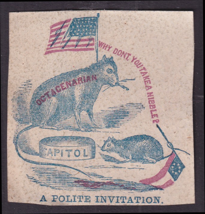 Civil War Envelope Cachet 1861-1865 Octagenarian Rats nibble Polite Invitation