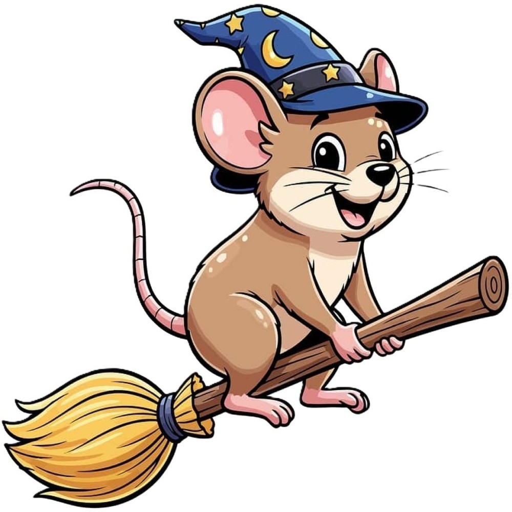 30 Custom Wizard Mouse on Broom Personalized Address Labels