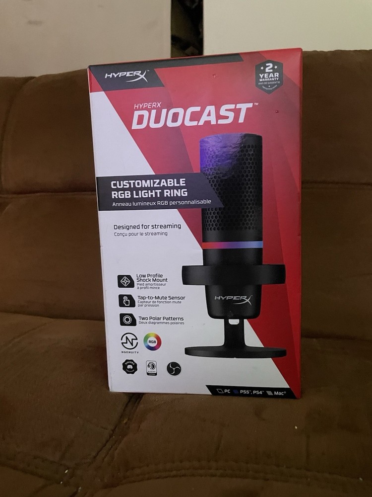 HyperX DuoCast RGB USB Condenser Microphone PC PS5 Mac Stream Gaming
