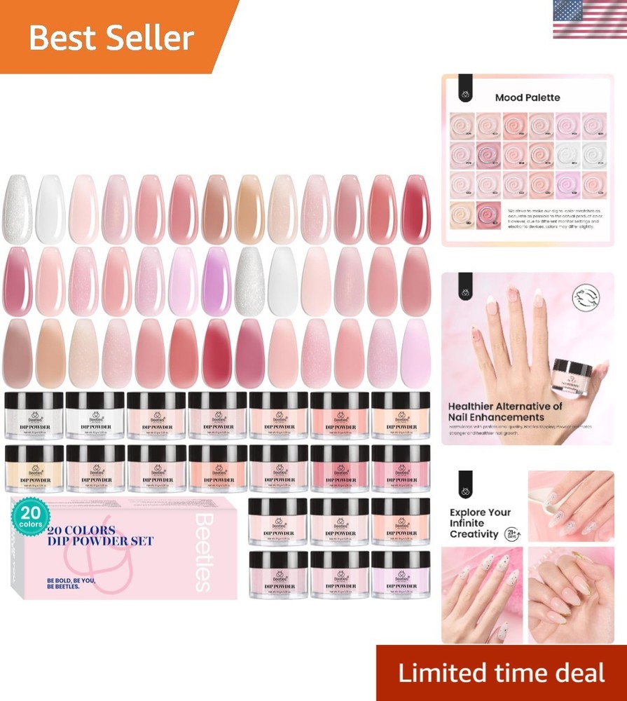 Eco-Friendly 20-Color Dip Powder Nail Art Set - Safe, Quick-Drying Solution