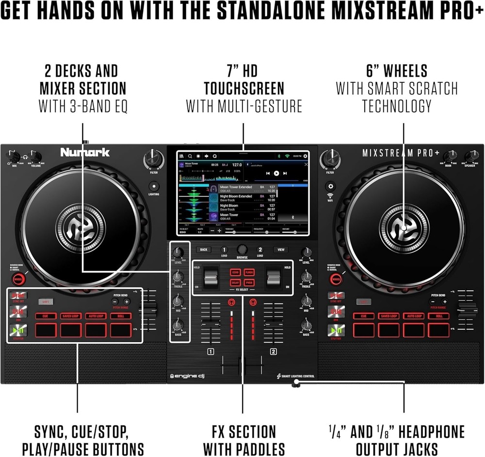 Ultimate Mixstream Pro+ DJ Controller for Serato & Virtual DJ - Compact Size