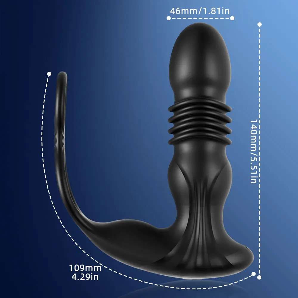 Prostate Massager Anal Vibrator Thrusting Vibrating with Cock Ring Butt Plug APP