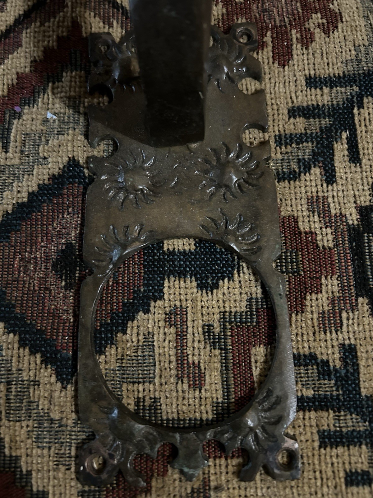 Antique Brass Door Pull With Hole For Knob