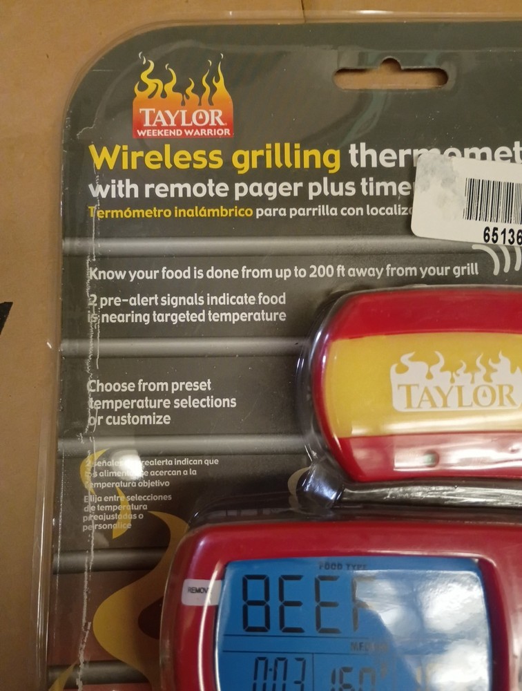Taylor Weekend Warrior Wireless Grilling Thermometer with Remote Pager Timer New