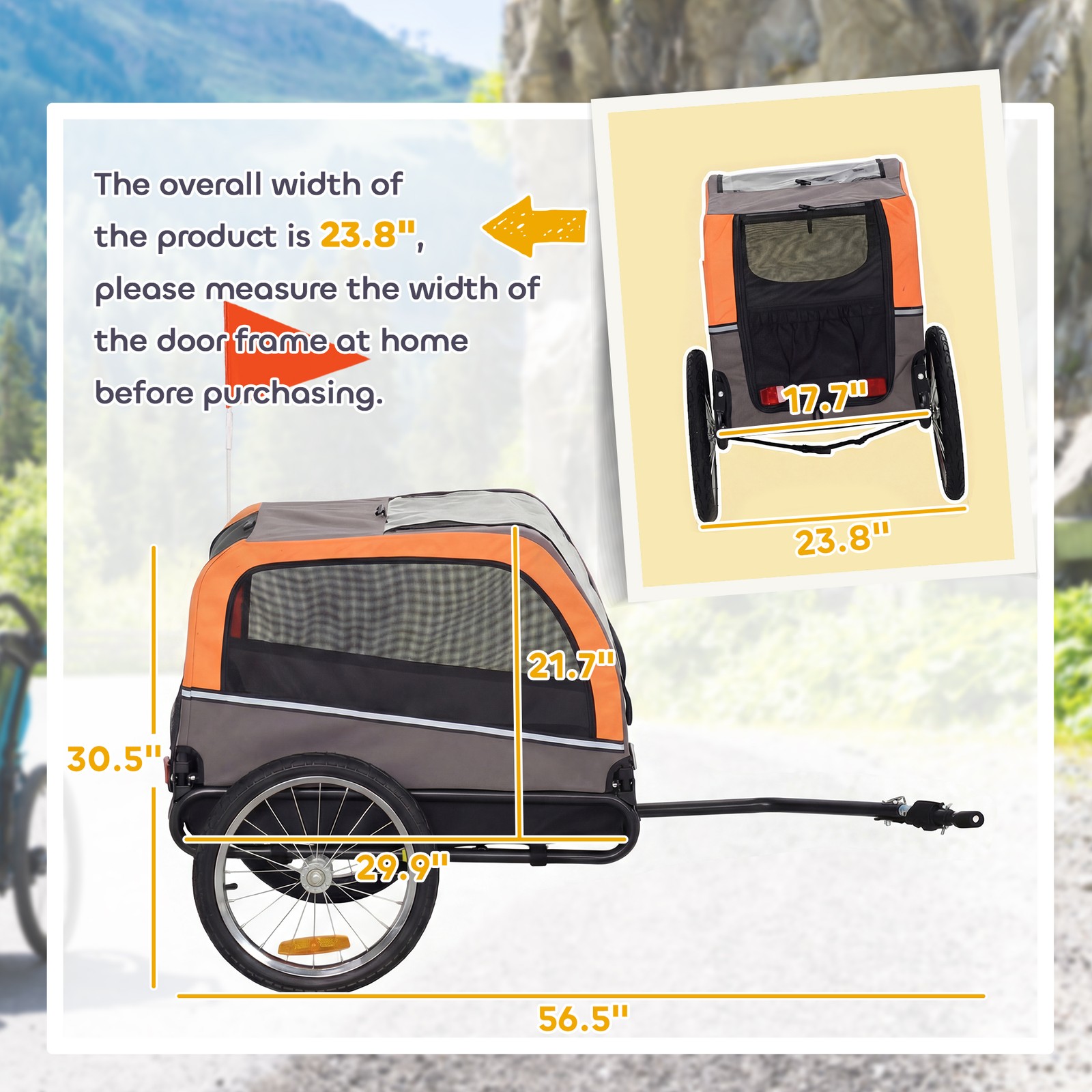 PawHut Dog Bike Trailer, Pet Cart Wagon Cart Carrier Attachment