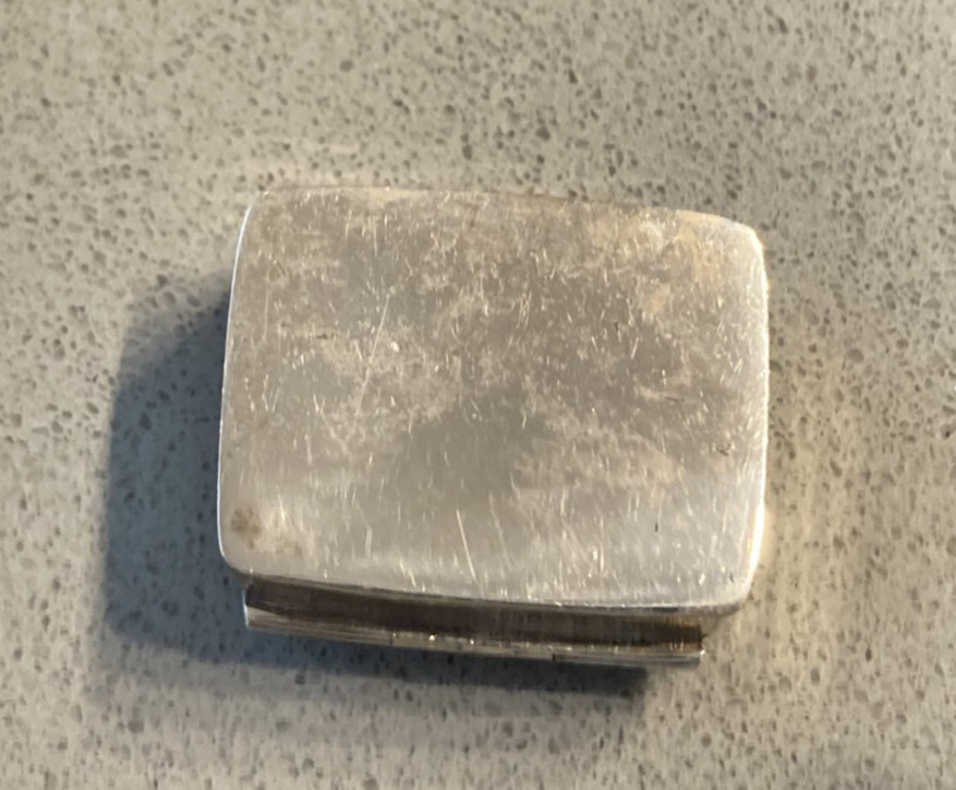 Vintage Engraved Sterling Silver Rectangle Pill Box
