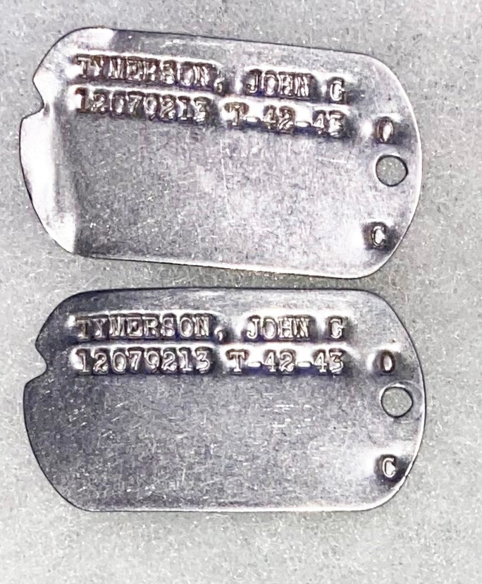 WWII Set John Tymerson T-42 Dated Dog Tags