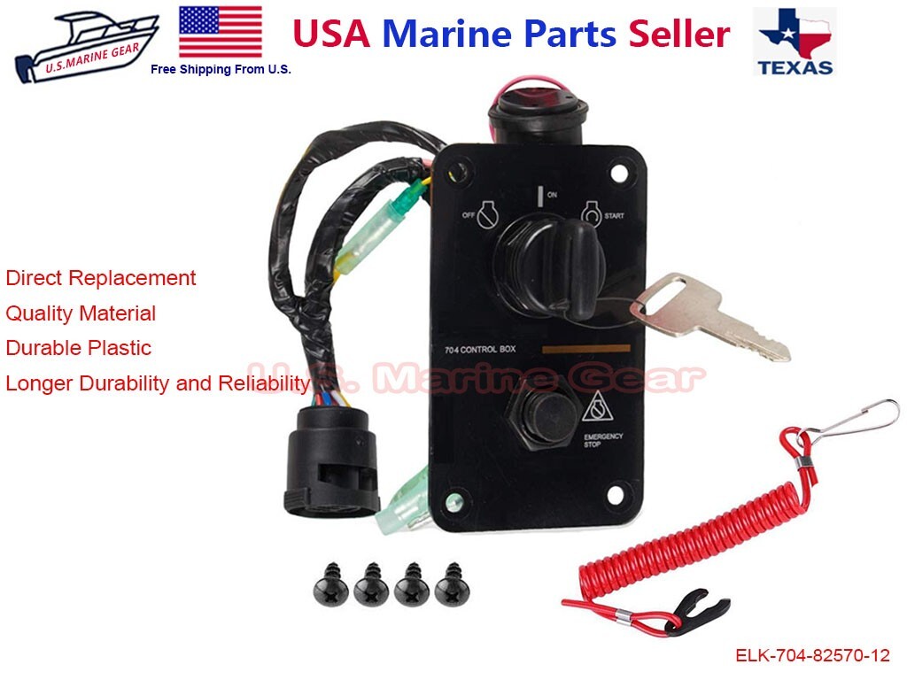 Ignition Key Switch Panel for Yamaha Outboard Remote Control Box 704-82570