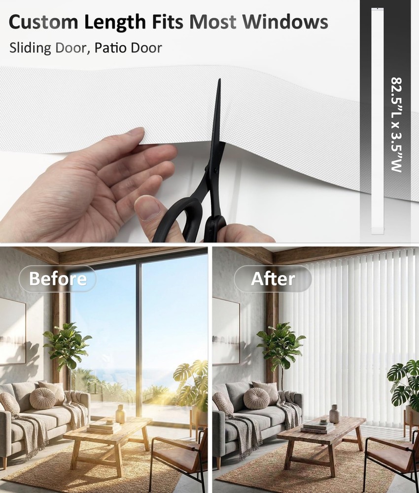 Light Filtering Vertical Blinds Replacement Slats, Easy-Cut UV Blocking & Ant...