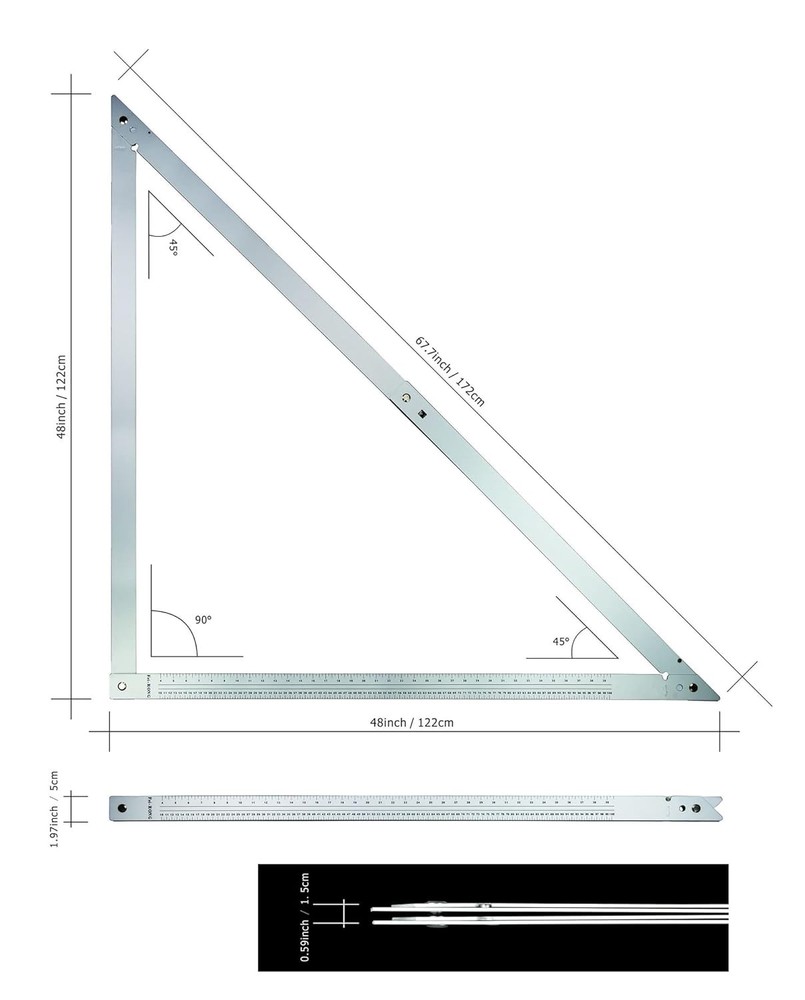 48-inch Aluminium Folding Set Square | Adjustable 45° and 90° Angles