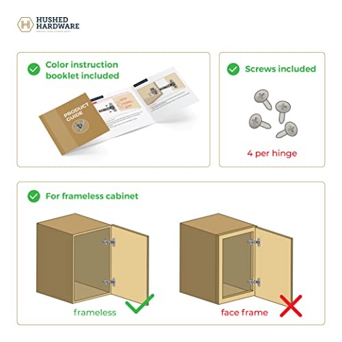 Cabinet Hinges Pack Premium Frameless Adjustable Closing Speed 10 Full Overlay