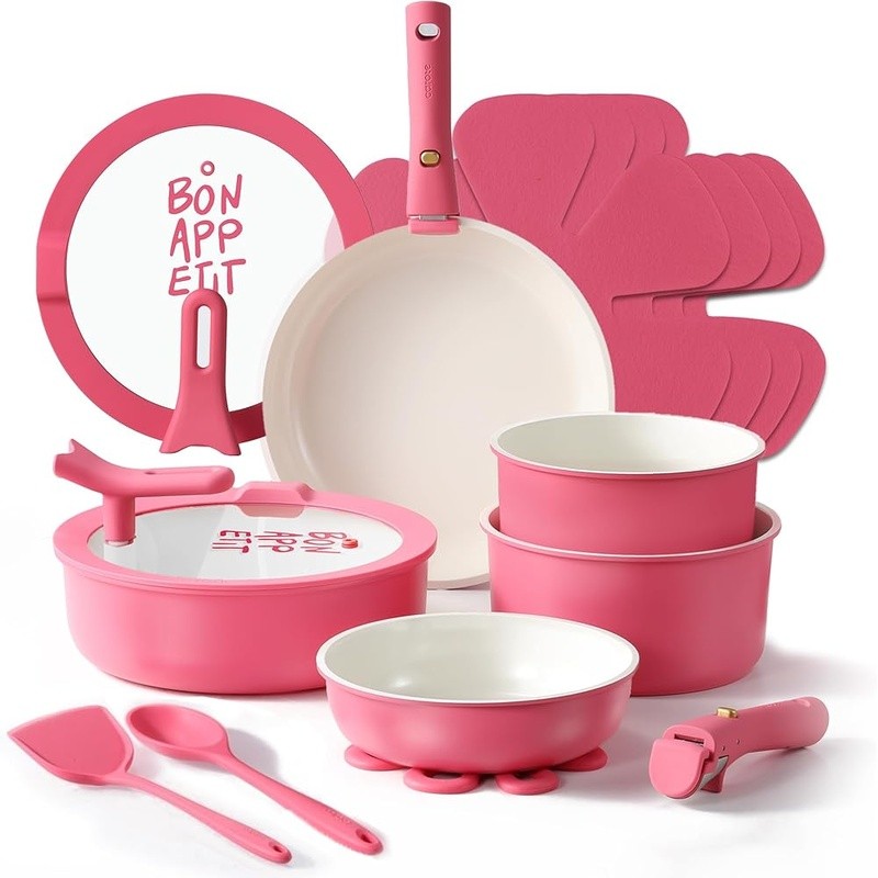 Nonstick Cookware Set Removable Handle Induction Compatible 18 Piece Set New